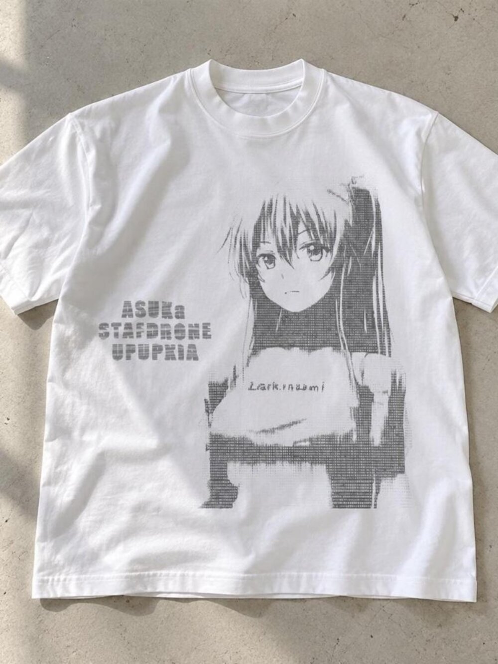 Gildan White Asuka Langley Halftone Manga Graphic Tee